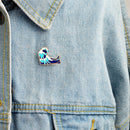 Simple Cartoon Girl Sea Wave Enamel Collar Pins Badge Corsage Brooch Jewelry ME