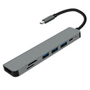 7 In 1 USB-C Docking Station Hub Type-C 4K HDMI PD Charging Dual USB Adapter