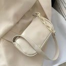 Soft PU Women Handbag Female Pure Chain Underarm Shoulder Tote Bag (White)