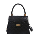 Lattice Pattern PU Women Shoulder Bags Elegant Crossbody Handbags (Black)