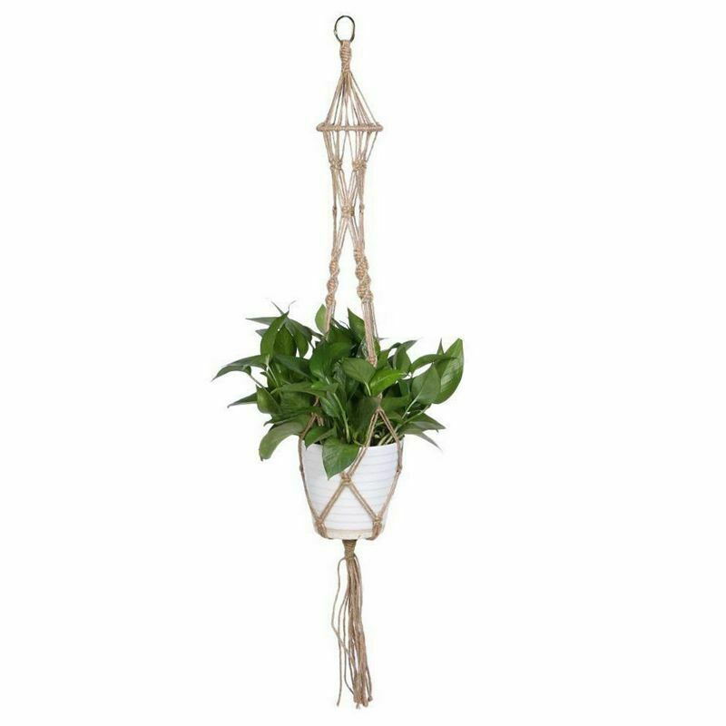Handmade Macrame Plant Hanger Flower Pot Holder Pot Lifting 4 Leg String Ro