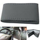 DIY Car Auto Steering Wheel Cover 15'' Faux Leather  Non-Slip Needle Thread 1pc