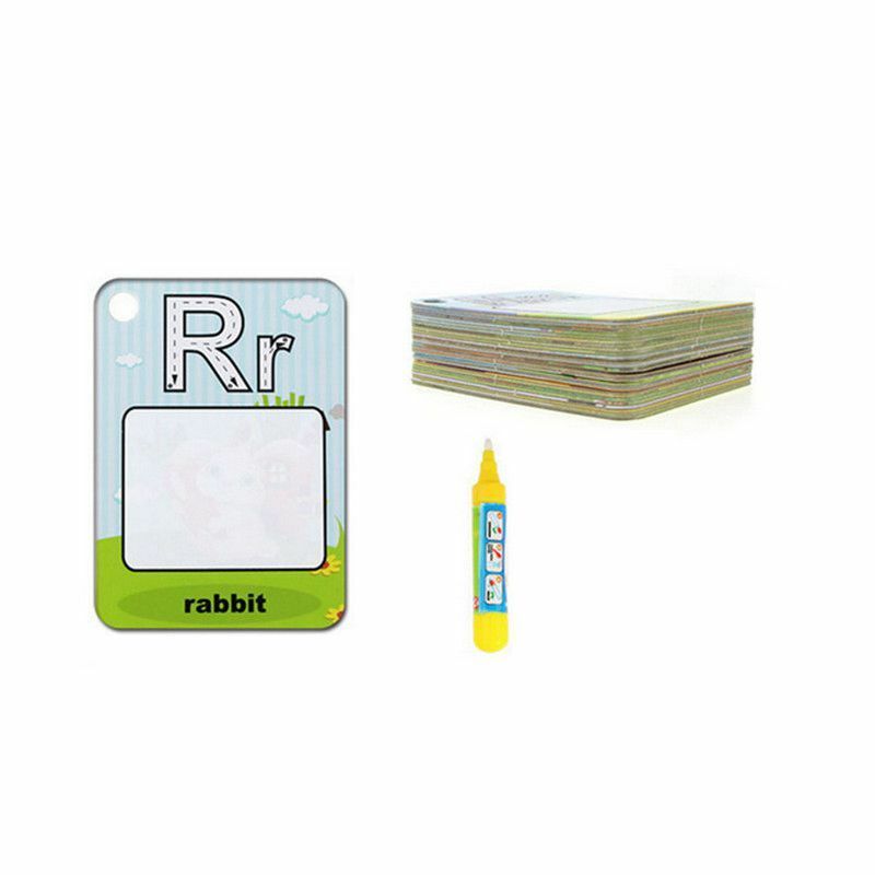English Learning Card Magic Water Drawing Card with 2 Magic Pens Letter Card  Q5