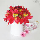 12-Head Artificial Silk Orchid Flower Wedding Decor Bridal Bouquet Party Red