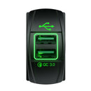 Dual QC3.0 USB Car Charger with Dust Cover for Car Boat Motorcycle (Green) A