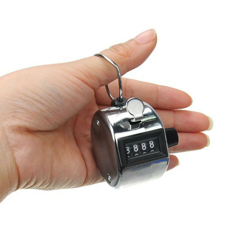 Portable Handheld 4 Digit Manual Counting Metal Counter Answer Counter New