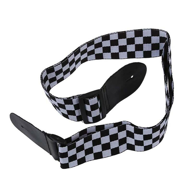 Black White Checker Flag Strap For Electric Acoustic Guitar Musical Instrum