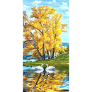 Full Drill Round Diamond Painting Swan Lake Cross Stitch Mosaic Home Decor