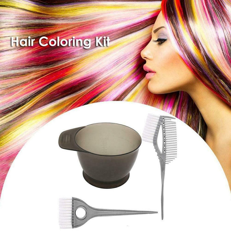 3pcs/set Plastic Hair Dye Colouring Brush Comb Bowl Hair Dyeing Kit Hair