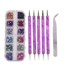 Nail Art Rhinestone+Tweezers Suit Nail Art Decor+5pcs Nail Art Dotting Pen