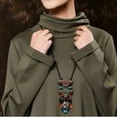 Ethnic Style Creative Jewelry Tassel Necklace Female Wooden Pendant Item Re