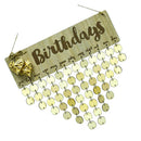 Birthday Board Reminder Plaque with Round Wooden Discs, Metal Ring, Wooden DIY