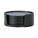 Set of 6 Coasters for Drinks PU Leather Holder Coffee Tea Cups Mugs Black