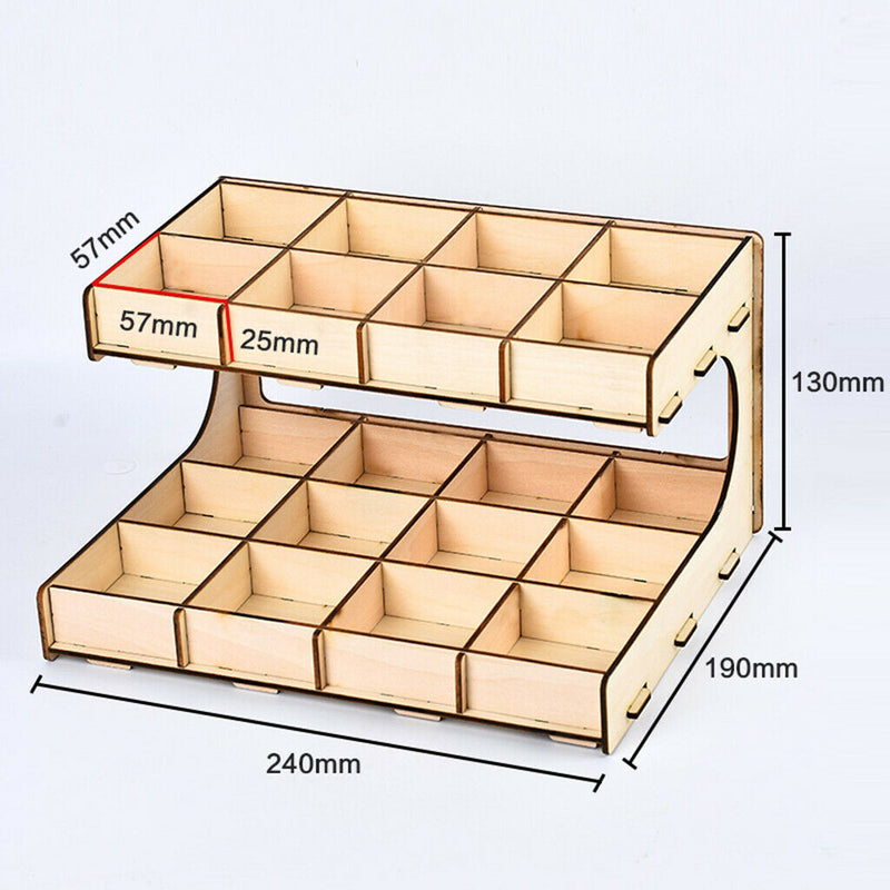 DIY Wooden Paint Rack Ink Storage Organizer 2-layer 20-grid
