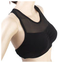 Women Hollow Crochet Padded Flower Back Sport Bra - Black O6X7