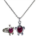 Temperature Colors Change Pendant Mood Necklace Finger Ring - Emotion Turtle