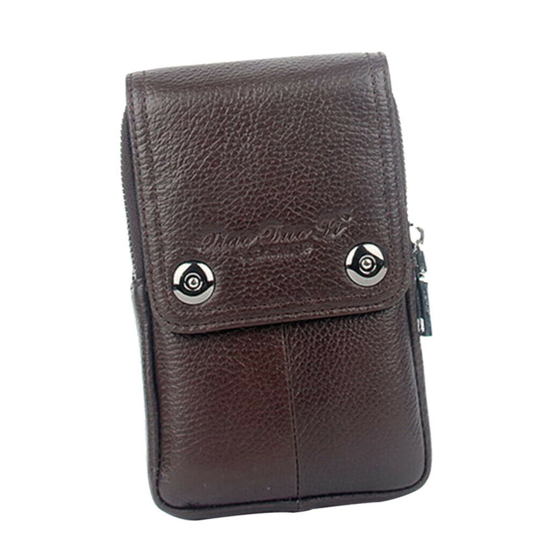 New Portable Soft Leather Belt Purse Bag With Zip Pockets and Phone Pocket for