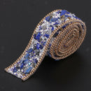 Beaded Bridal Motif Rhinestone Wedding Appliques W/ Faux Sapphire for Crafts