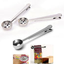 1PC Coffee Scoop With Clip Multifunction Stainless Steel Coffee Measuring Spo BX
