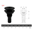 3/4'' Black Plastic Marine Yacht Bilge Pump Thru-Hull Fittings For Boat
