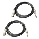 2 Pack XLR 3-Pin Male to 1/4" 6.35mm Mono Mic Microphone TRS Cable Plug 6ft