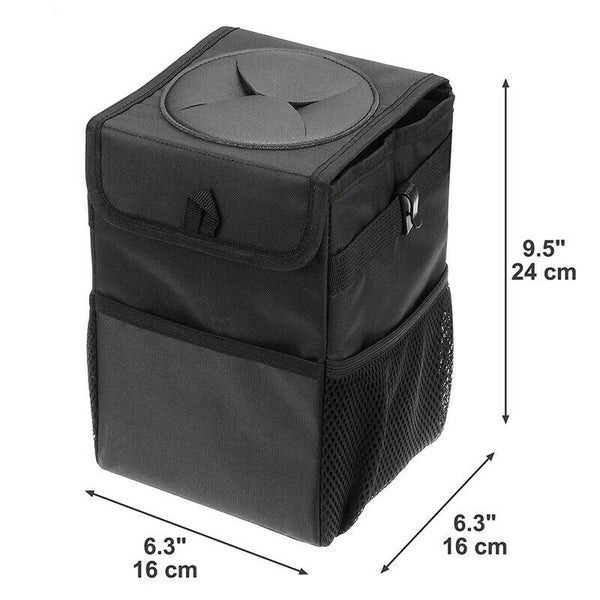 Car Trash Can with Cover Car Back Storage Box Folding Waterproof Trash Can  G5I7