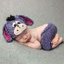 Newborn Baby Donkey Pattern Photography Clothing Knitted Beanie Pants Suit