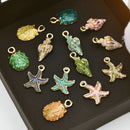 13 Pcs/Set Ornaments Charms Metal Conch Sea Shell Pendants DIY Jewelry Making