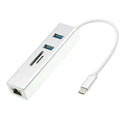USB C Hub 5-in-1 Adapter with 1Gbps Ethernet Port,  TF Card Reader, 2 USB 3.0