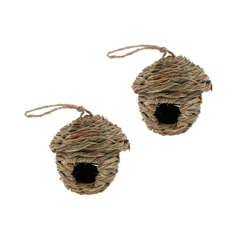 2Pcs Handwoven Straw Bird Lounge Nest Birdhouse Box for Hatching Breeding Garden