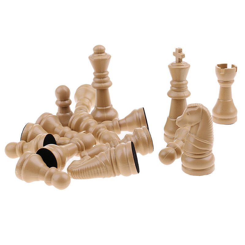 16pcs Plastic Chess Pieces - Pieces Only - No Board - 63mm King Beige