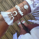 5pcs Boho Bracelet Tassel Shell Stone Pendant Bangles Women Beach Jewelry