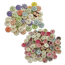 200Pcs Mixed Flowers Wooden Buttons Fit Sewing Scrapbooking Decor 2 Holes
