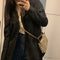 Retro Canvas Shoulder Chain Bag Women Elegant Plaid Pattern Crossbody Purse