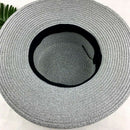 Women Wide Brim Summer Beach Hats Natural Straw Boater Hats Flat Top Sun Ha