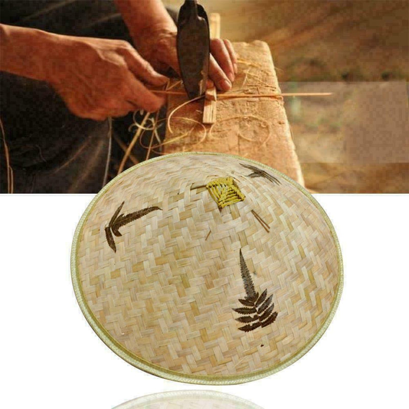 Chinese Oriental Vietnamese Straw Bamboo Sun Hat Farmer Rice Hat Fishing  G T8C1