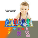 Wooden Math Fishing Game Kids Montessori Count Shape Match Educational Toys