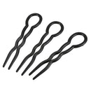 1 Set (3 pieces) Magic Plastic U Shaped Hair Needle Hair Braid, Black