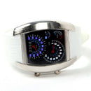 LED Watch Sector Sports Car Meter Dial Men and Women Wrist Watch (White)