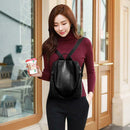Women Backpack PU Leather School Shoulder Bag Casual Rucksacks (Black) SN9F