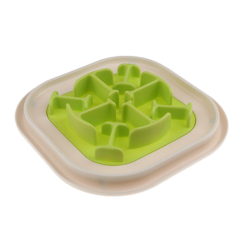 Pet Dog Cat Slow Bowl Feeder Feeding Dish Anti-Choking Bone type Green
