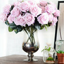 10 Head French Rose Flower Bouquet Wedding Banquet Floral Decor Purple