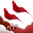 Artificial Red Clip-on Feathered Birds Christmas Ornaments Decor X12