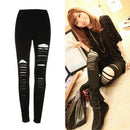 Sexy Black Punk Ripped Torn Slashed Cut Striped Leggings Pants Gothic Club MO