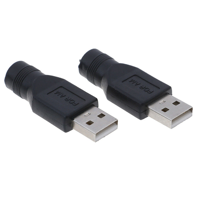 2Pcs USB female to 5.5mm x 2.1mm female DC power converter charger adapter.OZ