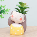 2PCS Lovely Girls Mini Flower Pot Cacti Succulent Plant Pot Garden Planter