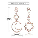 Women Boho Asymmetrical Star Sun Moon Drop Dangle Stud Earrings Jewelry Gift  Kw