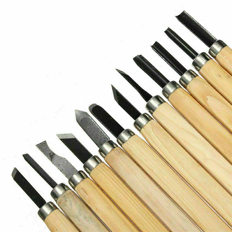 1 set of 12 Wood carving Hand Chisel Tool For Woodworking Gouges Kit
