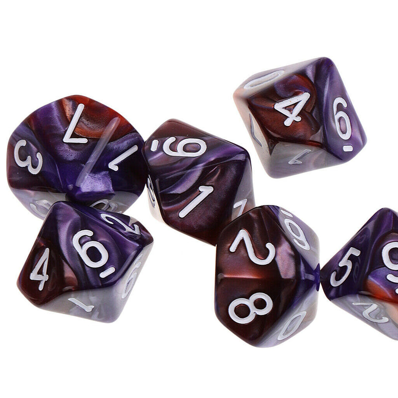 10pcs Acrylic 10 Sided Dice Game Dice Set D10 For Board Game Card Game