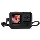 Silicone Housing Cover for GoPro Hero 9 with Lens Cap + Lanyard (Black) A